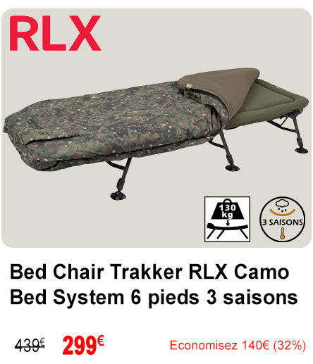 Bed Chair Trakker RLX Camo Bed System 6 pieds 3 saisons
