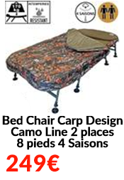 Bed Chair Carp Design Camo Line 2 places 8 pieds 4 Saisons