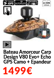 Bateau Amorceur Carp Design V80 Evo+ Echo GPS Camo + Epandeur
