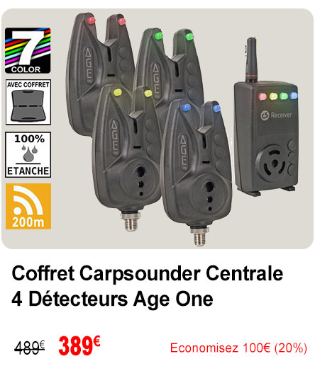 Coffret Carpsounder Centrale 4 Détecteurs Age One