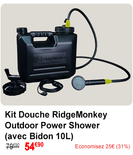 Kit Douche RidgeMonkey Outdoor Power Shower (avec Bidon 10L)