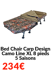 Bed Chair Carp Design Camo Line XL 8 pieds 5 Saisons